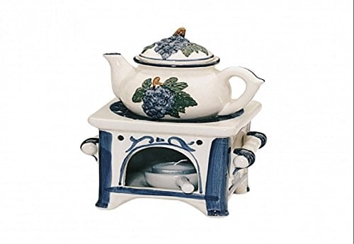 meindekoartikel Duftlampe Aromalampe Öllampe Keramik Herd mit Kessel Duftöl Duftwachs 17 cm groß - dekorative Lampe für ätherische Öle stilvolle Deko Raumduft Landhausstil Geschenkidee Duftspender