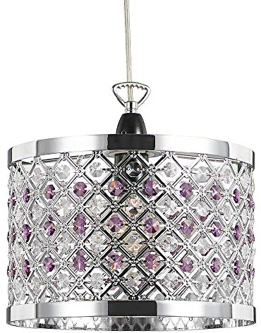 Sparkly Ceiling Pendant Shade with Clear and Purple Beads by Happy Homewares
