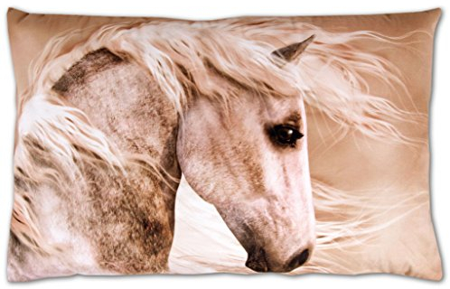 Bestlivings Kissenbezug inkl. Füllkissen mit Fotodruck 40x60cm, Flauschig weiche Kissenhülle, Bezug mit Reißverschluss, Dekokissen Sofakissen (Design: Pferd)