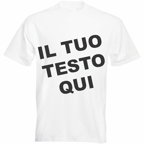 INDIGOS UG T-Shirt da Uomo, Stampa Personalizzata, con Testo Stampato, Stampa Personalizzata, Regalo per Feste e Sport Bianco L