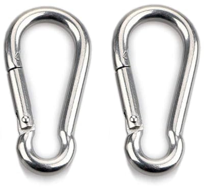 HOMPER 2pcs M8 Carabiner Hook - Heavy Duty 304 Stainless Steel Snap Hook, Carabiner Keychain Clips for Outdoor, Camping, Hiking