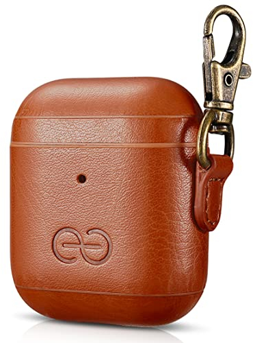 Dreem Om AirPods 1 & 2 Funda de Cuero Vegano con Clip - Compatible con Auriculares inalámbricos Bluetooth de Apple para iPhone - Caramelo