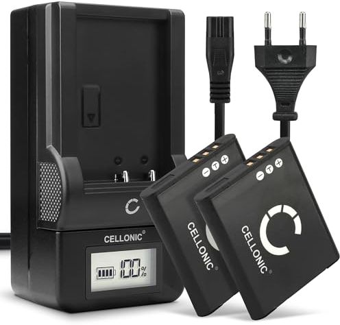 CELLONIC, Akku für Kamera, kompatibel mit Pentax D-LI92, X70, Optio RZ10, WG-2, WG-1 (3.7V, 730mAh) 2 Stück + Ladegerät