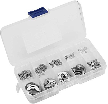 E-Clip-Kit 120 Stück aus Edelstahl 304 - Sicherungsringe 1,5-10 mm in 12 Größen, für Wellennuten, im Aufbewahrungskoffer
