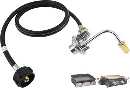PETKAO 6ft Propane Hose Adapter 1lb to 20lb Converter with Gas Regulator for Blackstone 17 22 Pit Boss PB336GS 2 Burner Gas Hob
