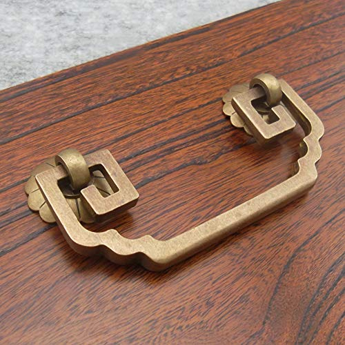Massive Messing Vintage Griff Möbelgriffe Zuggriff Knopf,Antike Messing Möbel Dekor Zugring für Küchenschrank Schrank Kommode Tür Schubladegriff,Hardware-Zubehör(BronzeHole center 75mm)