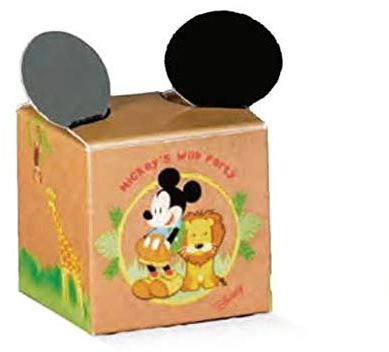 Cartai Bassanesi FormosoBomboniera Scatola cubo Confetti Inserto Topolino Mikey Mouse Wild Party Colore Avana 5x5xh5 cm Set 10 pz Art 68212
