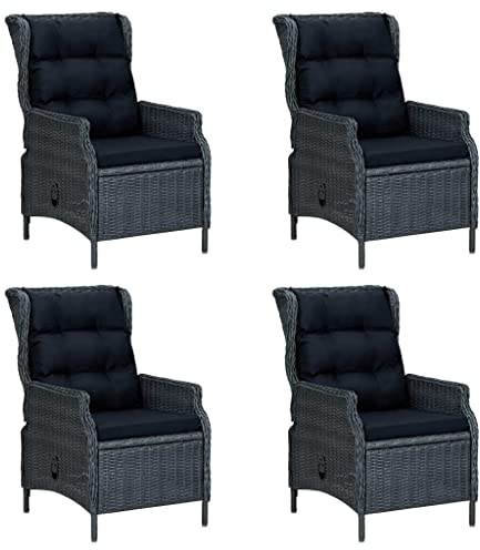 vidaXL Gartenmöbel Set 5-TLG. Gartengarnitur Sitzgarnitur Gartenset Sitzgruppe Gartentisch Esstisch Gartensessel Gartenstuhl Tisch Stühle Dunkelgrau
