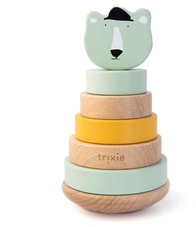 Trixie Stapelturm mit Ringem aus Holz Mr. Polar Bear Eisbär Mint ab 12 Monaten