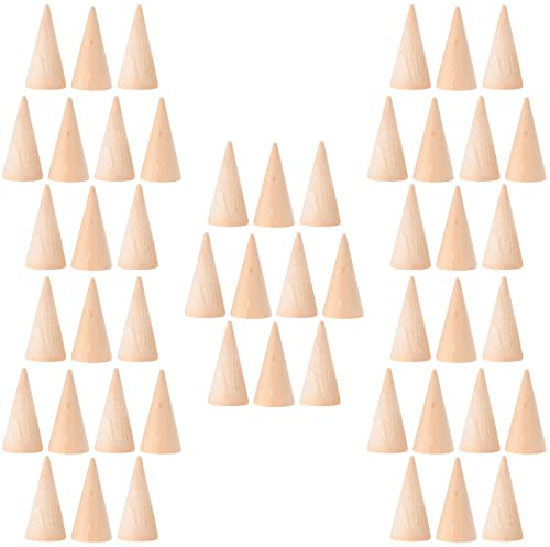 EXCEART Holzkegel Ringkegel Ringständer DIY Basteln: Höhe 5 cm Basteln Rohlinge 50 Stück Mini Weihnachtsbaum Modellierung Handwerk Schulprojekte Weihnachten Party Dekoration