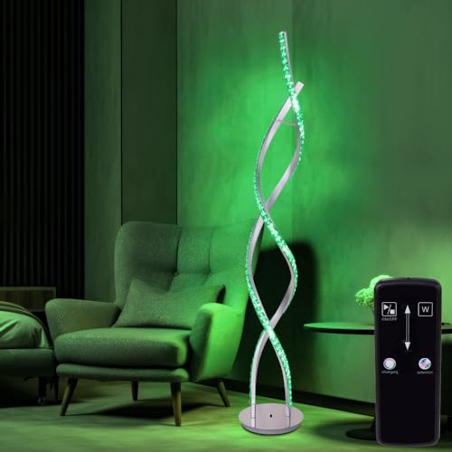 etc-shop Stehlampe dimmbar LED Stehleuchte mit Farbwechsel Wohnzimmer Design Stehlampe mit Fernbedienung, Aluminium Chrom, 1x RGB LED 24W 1000Lm 3000K, DxH 20x116 cm