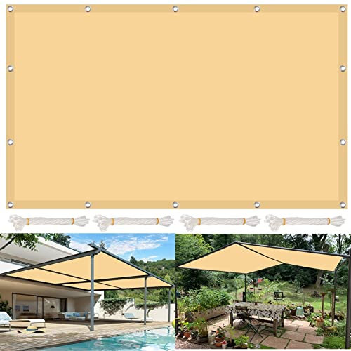 AMZHU Sonnenschutz Segel 4x10 Windschutz Rechteck Terrasse Camping Segeltuch 98% UV Schutz Leinen 100% Reißfestes inkl Befestigungsseile, Creme Farben
