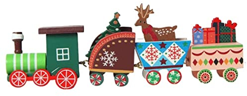 thematys Traditioneller Holz-Eisenbahn Weihnachtszug - Festliche Dekoration für Weihnachtsbaum, Tisch, Fenster, Xmas Party - Charmante Weihnachtsdeko für Zuhause, Büro & Schulen