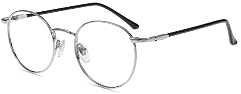 Firmoo Lesebrille mit Sehstärke 2.0x Lesehilfe mit Blaulichtfilter Sehhilfe Lesebrille für Damen Herren Augenoptik Brille (Silber