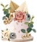 ZYNERY 24 Stück Tortenaufsatz Dekoration, Palmenblätter Tortendeko Dekoration mit Rose, Blumen, Blättern und Goldenen Kugeln, Tortendeko Blumen für Hochzeit, Geburtstag, Babyparty