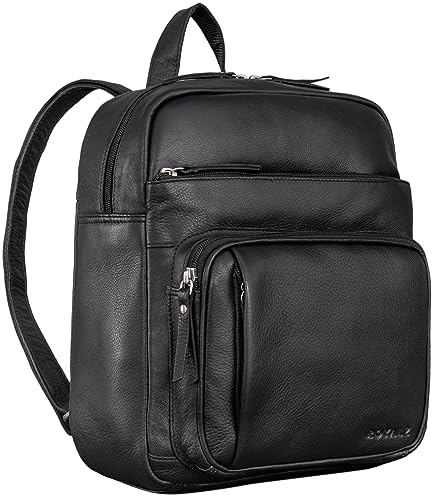 ROYALZ 'Sydney' Damen Leder Cityrucksack Vintage Design Echtleder Tagesrucksack City Ausgehen Shopping, Farbe:Schwarz