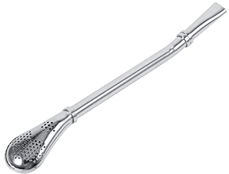 Pajita de Plata Desmontable Yerba Mate Tea Gourd Bombilla, Pajitas de Acero Inoxidable con Cuchara de Filtro para té Suelto, café, Bebidas