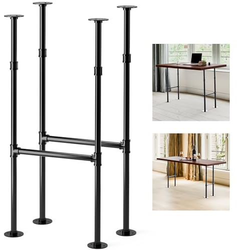 Yes4All 38 Inches Metal Table Legs, Industrial Pipe Counter Bar Height Legs, Desk Legs for DIY Dining Table, Workbench, Replacement H Shape Parts with Gloss Black Powder Coating Set of 2