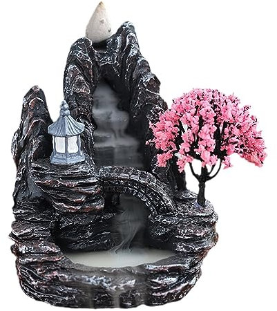 Rückfluss Weihrauchbrenner Rückfluss Räuchergefäß Räucherstäbchenhalter Handgemachte Rauch Räucherstäbchenhalter Wasserfall Weihrauchhalter Räucherkegelhalter Heimdekoration Aromatherapie Ornament