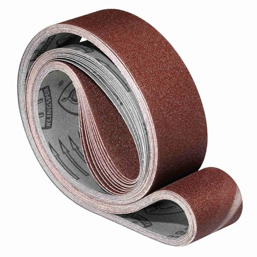 Klingspor Korund Schleifband – 50 x 2000 mm – Körnung P40 – 5 Stück – für Holz & Metall – reißfeste halbflexible Gewebeunterlage – Profi-Schleifbänder für Bandschleifer