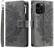 VEEMOS Wallet Case for iPhone 15 Pro Max Flower Flip Case Protective Leather Folio Book Phone Cover with Card Slots Kickstand Zipper Pocket - Grey