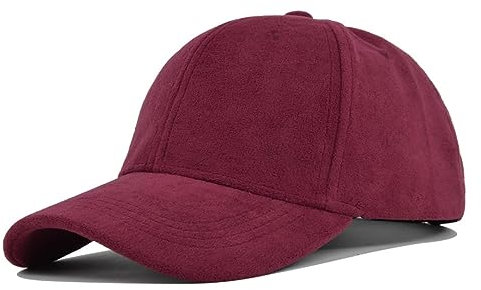 Casquette Homme Solid Retro Baseball Caps for Men Women Spring Autumn Snapback Hip Hop Hat Adjustable Faux Fur Sunscreen Visor Cap,Wine Red,54-60Cm