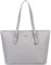 Princely London XXL Shopper Beverly - Graue Damen Handtasche aus Veganem Leder, Extra Große Schultertasche mit Reißverschluss, Viel Platz für Arbeit, Schule & Freizeit, Elegant und Praktisch