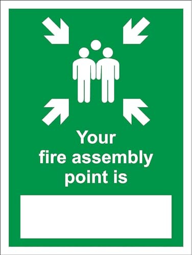 Your Fire Assembly point is emergency evacuation Safety sign - 1.2mm Rigid plastic 300mm x 200mm Case (Pack of 20)