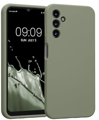 kwmobile Handyhülle kompatibel mit Samsung Galaxy A14 5G Hülle - gummierte Handy Case aus Silikon in Graugrün