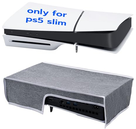 Mcbazel Housse Anti-Poussière Housse de Protection Anti-Rayures Étanche pour PS5 Slim-Grise(Pas pour PS5/PS5 Pro)