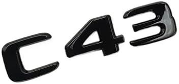 ABS Chrom Schwarz C 43 Logo C43 Emblem Buchstaben Kofferraum Abzeichen Aufkleber kompatibel for Mercedes Benz C43 AMG W204 W205 Aufkleber Zubehör (Color : Glossy Black)