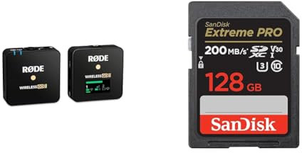 RØDE Wireless GO II Sistema de micrófono inalámbrico de Doble Canal ultracompacto único y Tarjeta de Memoria SanDisk Extreme Pro SDXC UHS-I de 128 GB