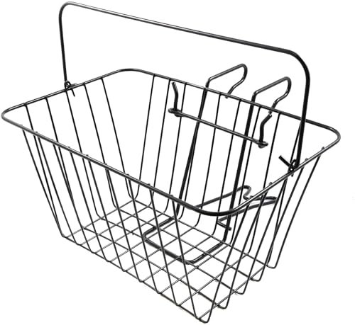 Front Bike Basket Metal Wire Basket Large Handlebar Fit With Shopping Handle Black