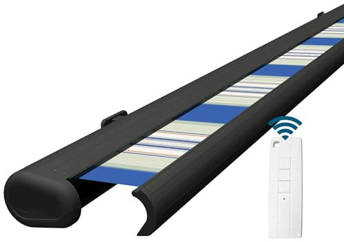 Eclipse Tenda da sole per esterno a cassetta 2,5 x 2 m, per balcone, terrazzo, braccio articolato, in poliacrilico, protezione UV50+ motore Dooya abilitato Smarthome, panno per tenda: colori del mare