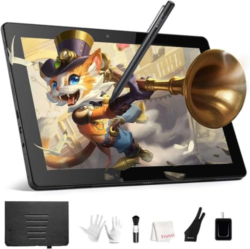 Frunsi Standalone Drawing Tablet with No Computer Needed, 10 inch Drawing Tablet with Screen, Sensitive Pen, FHD Display, Android 12 for Digital Drawing, Note Taking for Digital Art