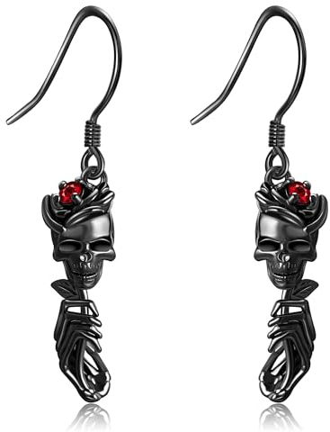 Totenkopf Ohrringe 925 Sterling Silber Gothic Totenkopf Rose Baumeln Ohrringe Gothic Schmuck Geschenk Frauen Mädchen