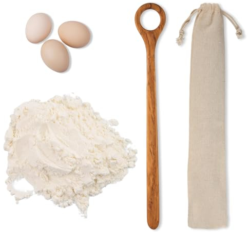 Wooden Danish Dough Whisk, Olive Wood Bread Mixing Tool with White Cloth Bag Danish Dough Hand Easy Whisk Wood Dough Stirrer Baking Bread Accessories for Mixing(Wood Color)