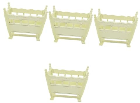ibasenice 4 Stück Babywiege Holz puppenbett kinderzimmermöbel Puppenwiege Holz Puppenhausmöbel puppenmöbel Spielzeug Puppenbett aus Holz Babypuppenbett Minibett für Mini-Hausbett Birke