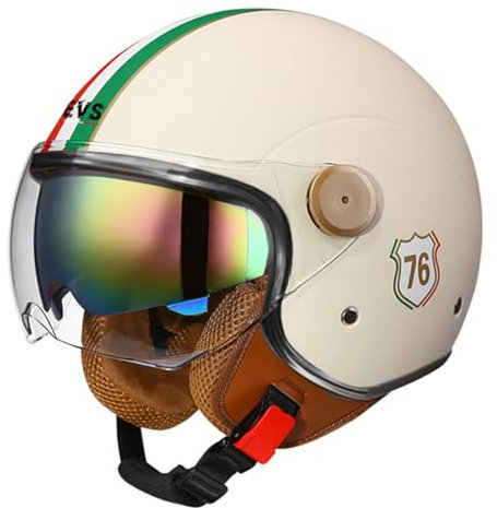 Casco Aperto Mezzo Casco Casco Jet Vintage Omologato DOT/ECE Con Visiera Parasole Casco Demi-Jet Per 3/4 Stile Retrò Per Adulti Uomini Donne N,L=59-60CM