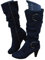 Onsoyours Stivali Alti Donna Stivaletti in Pelle Scamosciata Boots con Zip Stivali Lungo Stivaletti Eleganti Autunnali Invernali Tinta Unita con Tacco a Blocco A Blu Navy 36 EU