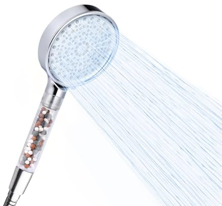 NK Soffione doccia rotondo con 6 modalità di spruzzo: sistema anticalcare, alta pressione, filtrazione acqua, materiale ABS, risparmio d'acqua, facile installazione e pulizia, combinazioni di