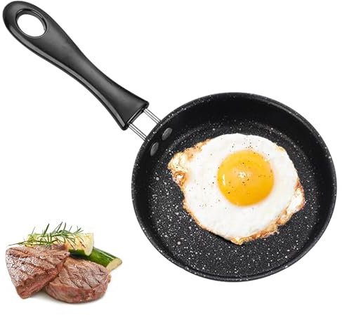 Taasmoog Mini poêle à œuf anti-adhésive de 12 cm avec poignée, casserole résistante à la chaleur, portable, camping, cuisson, poêle à omelette pour cuisinière à gaz, cuisinière à induction