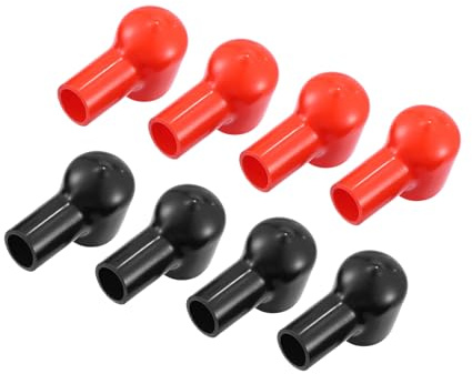 Motoforti 8pcs Pipe Shape Battery Terminal Covers Boots Black Red | Long-lasting