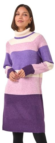 Roman Originals Women Roll Neck Knitted Dress - Ladies Spring Everyday Summer Evening Vacation Work Holiday Long Sleeve Smart Casual Comfy - Purple - Size 18