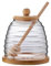SiaBiced Honey Container with Lid and Dipper, Glass Honey Pot for Home Use, Round Cover 500ml