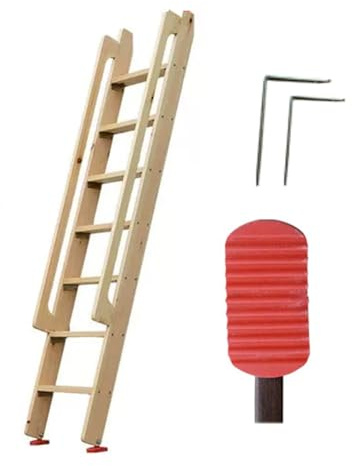 Escaleras para Áticos Escalera de Madera para Ático, Escalera de Incendios, Escalera para Loft con Alfombrillas de Goma Antideslizantes + Herrajes, Escalera de Carga para Subir Al Ático para Literas(N