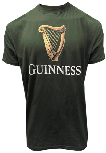 Guinness Harp Logo T-Shirt - Classic Green Irish Beer Tee, flaschengrün, Small