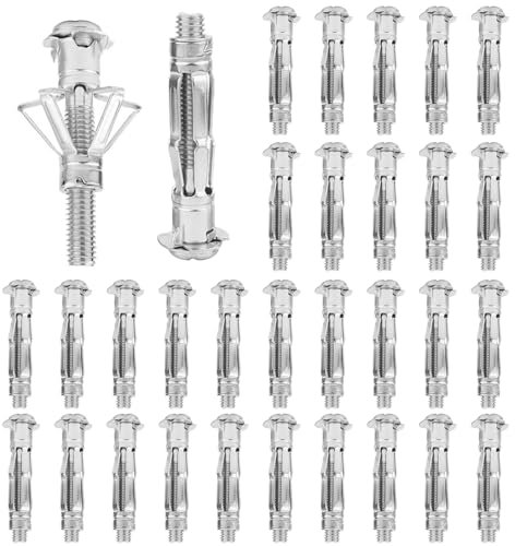 30 Stück Hohlraumdübel Metall, M6x52mm Hohlwanddübel, Verzinkt Hohlwanddübel, Gipskartondübe Hohlraumdübel, Spreizdübel für Befestigungen in Gipskartonplatten