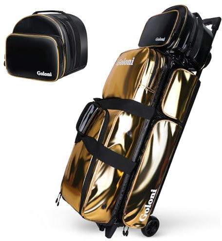 4 Ball-Bowlingtaschen mit Rollen, 3 Ball-Bowlingtaschen + 1 Balltasche, separates Schuhfach für Schuhe (bis US-Herrengröße 44), einziehbarer Griff, ausziehbar bis zu 99,1 cm