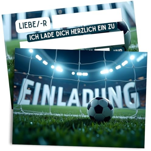 ZETTMANN® 10x Fußball Einladungskarten Kindergeburtstag Junge Mädchen - die Soccer Party Karten als Fussball Einladung für Jungen Mädchen I Fussball Einladungskarten I Kinder Geburtstag (Fußball)